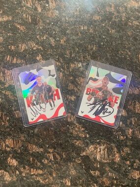 Autographed Sports Trading Cards - Red/White Holographic Design